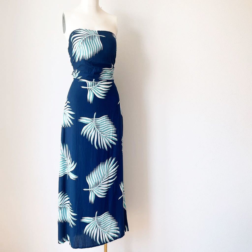 * new goods * sash skirt yukata long One-piece maxi height skirt HawaiikahikoKahiko maternity wear resort hula dance navy blue navy white 