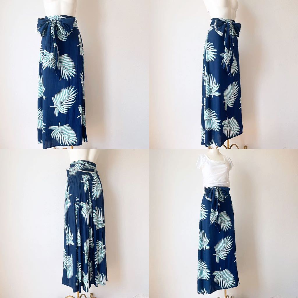 * новый товар * рама юбка юката длинный One-piece макси длина юбка HawaiikahikoKahiko материнство одежда resort хула темно-синий темно-синий белый 