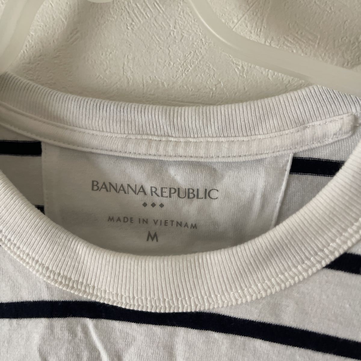 襟元黄ばみ無し　BANANA REPUBLIC ボーダーTシャツ 半袖Tシャツ メンズ　Mサイズ　白　ネイビー　紺　