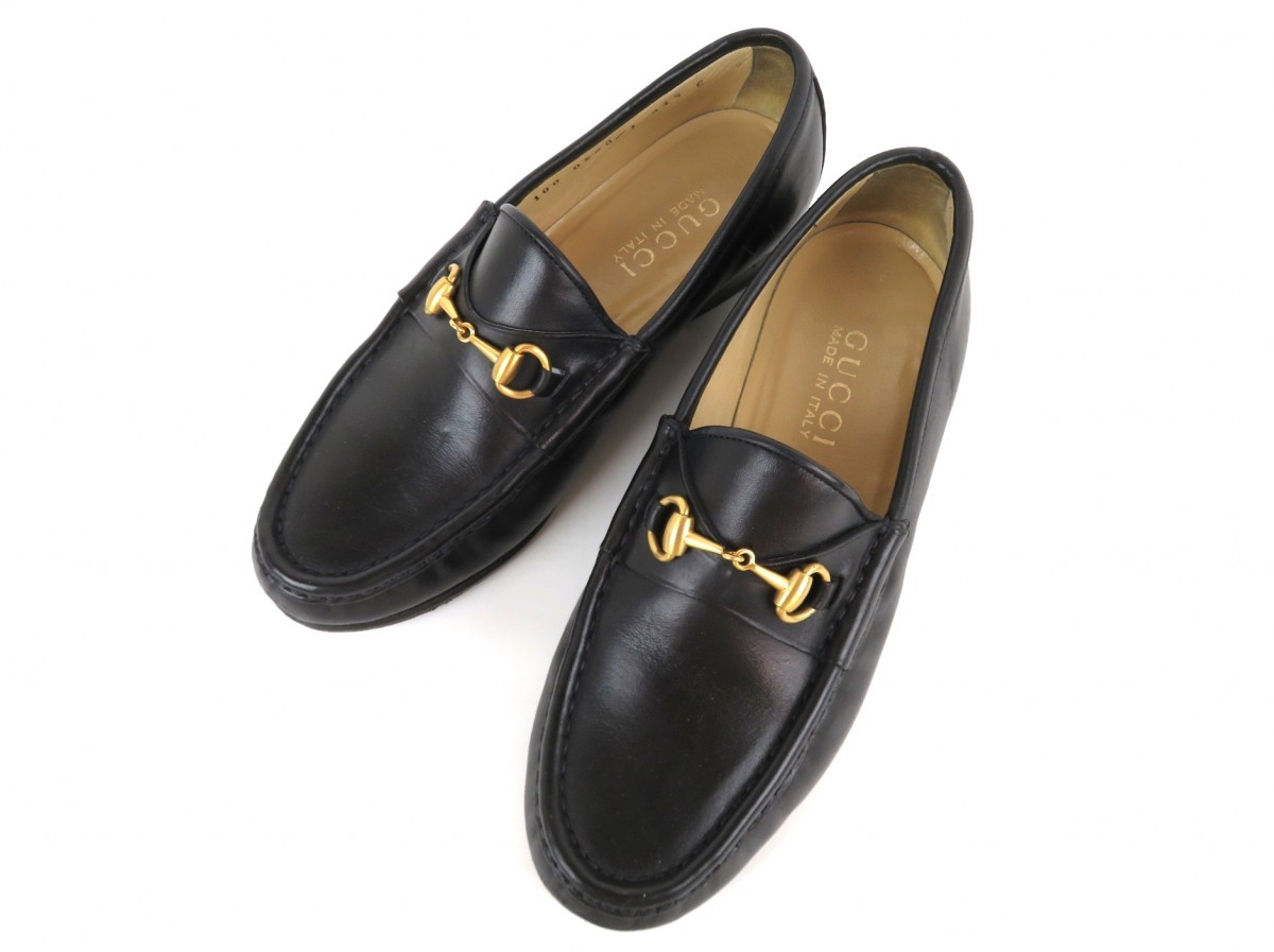 GUCCI グッチ ローファー ホースビット レザー ブラック 黒 34 1/2