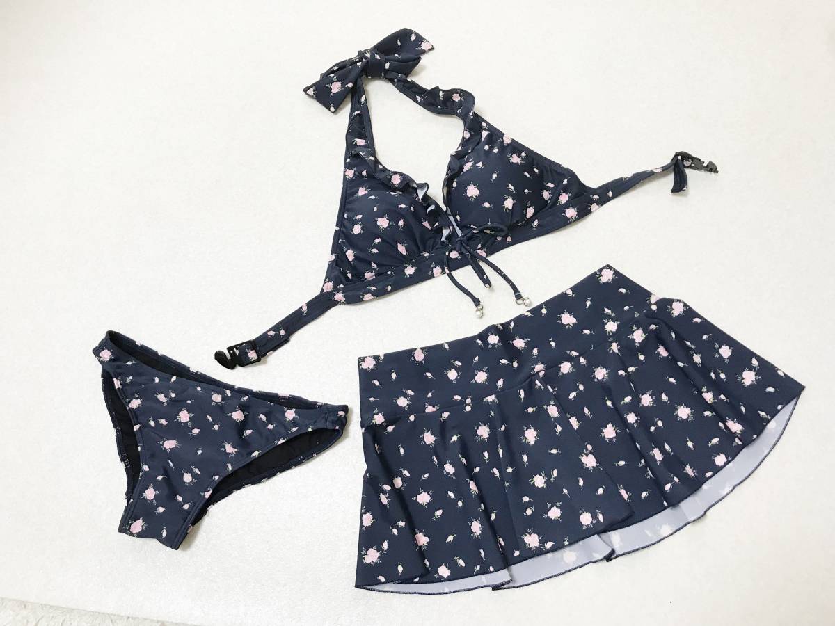 * купальный костюм 9M* Rebecca Taylor /rebecca taylor* сделано в Японии /.... лимон накладка * soft бикини с треугольными чашками * обычный обычный парео юбка купальный костюм : темно-синий 