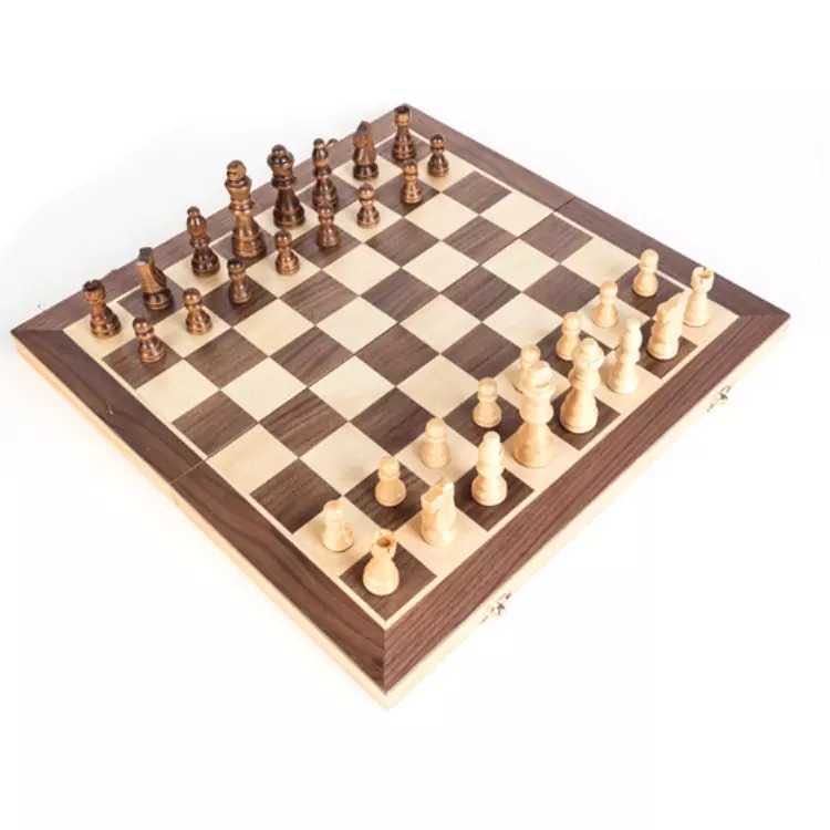 ☆送料無料☆ BIG チェス木製木製チェッカーボード木製個折りたたみチェスボードハイエンドパズルチェスゲーム 30×30×2.5