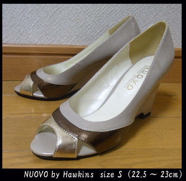 #NUOVO by Hawkinsn.-vo эмаль Wedge подошва туфли-лодочки S(22.5~23) б/у хороший товар 