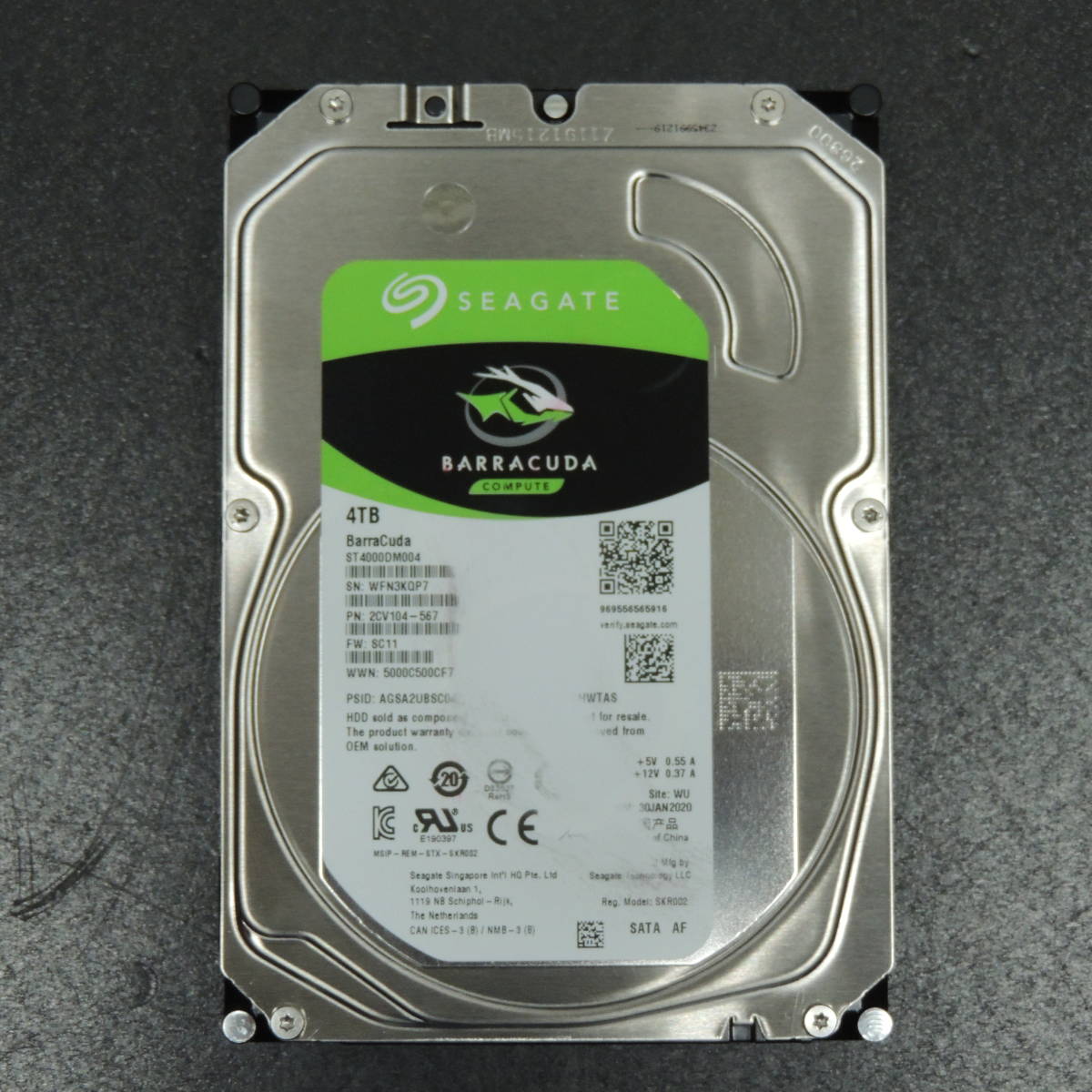 検品済み】SEAGATE 4TB HDD ST4000DM004 (使用5875時間) 管理:G-56