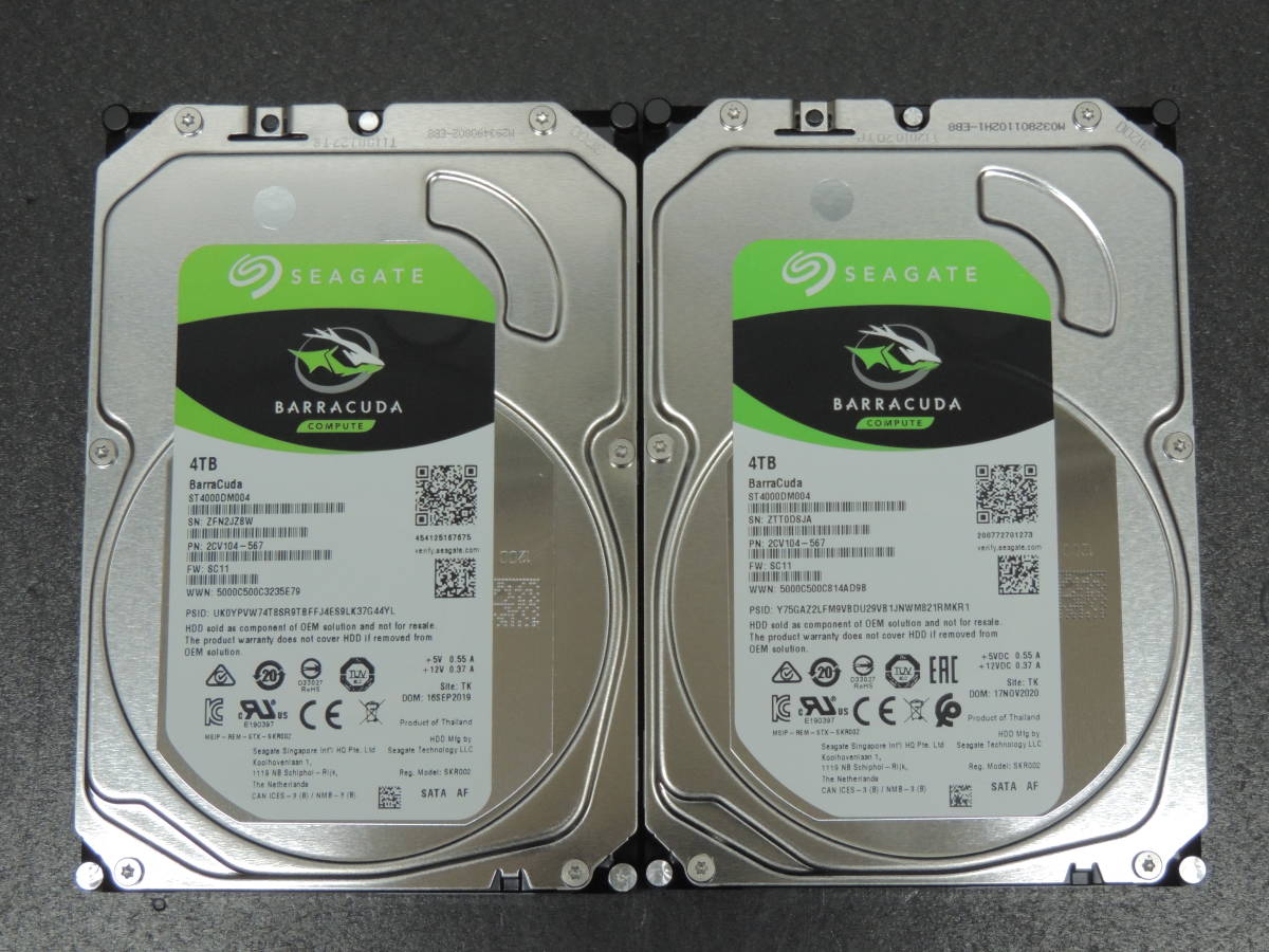 2台まとめ売り/検品済み】SEAGATE 4TB HDD ST4000DM004 【使用時間