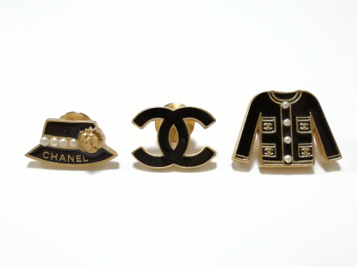 CHANEL シャネル ピンブローチ 3点セット 帽子 洋服 ココマーク CHANEL シャネル ピンブローチ 3点セット 帽子 洋服 ココマーク