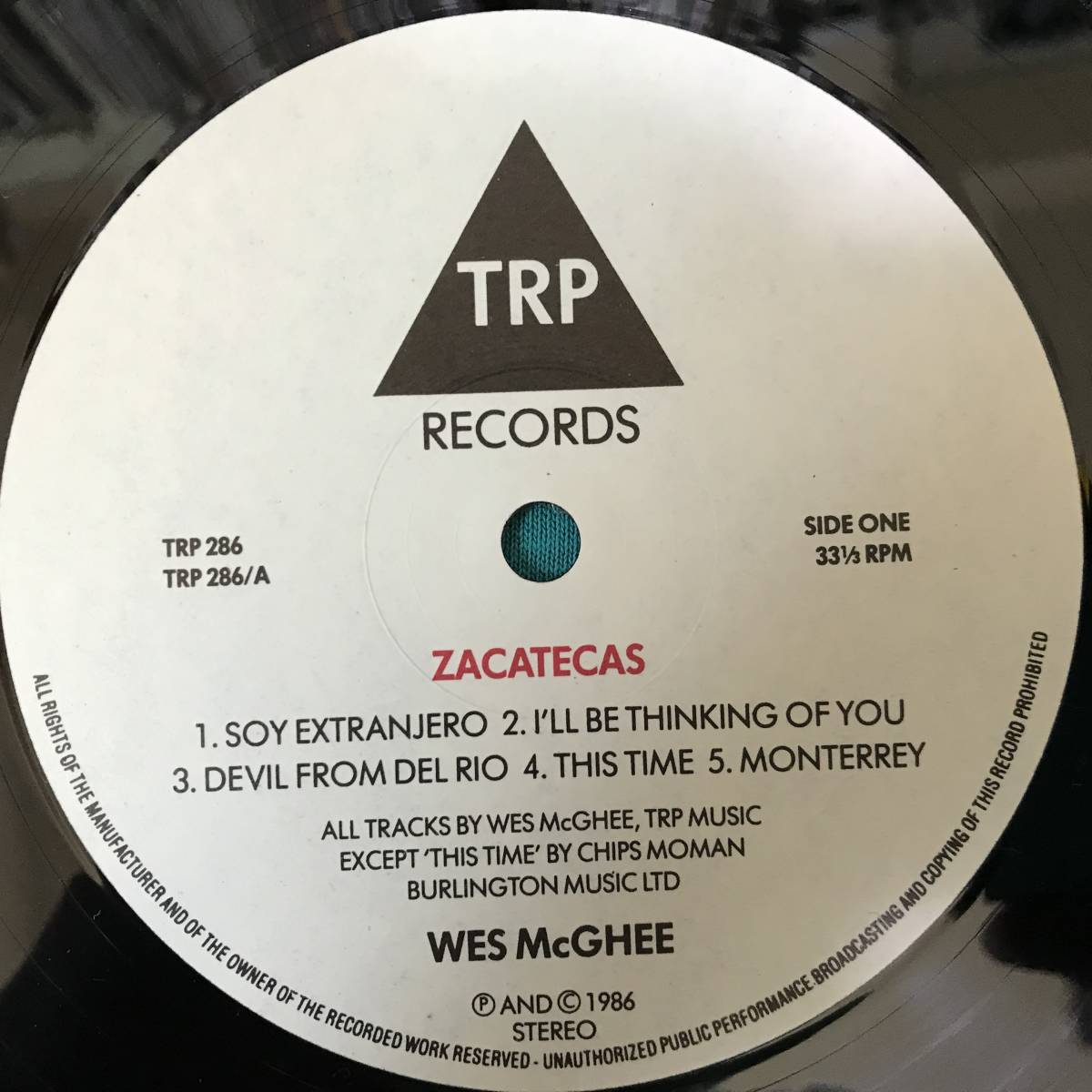 LP●Wes McGhee / Zacatecas UKオリジナル盤 TRP 286 英カントリー・パブロック PUB ROCK TEX MEX_画像4