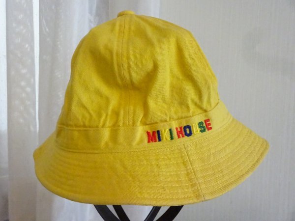 ↑MIKI HOUSE↑男女兼用　キッズ帽子　黄色キャップ　バケットハット　サイズ５２cm　キャップ　帽子　日本製_画像1