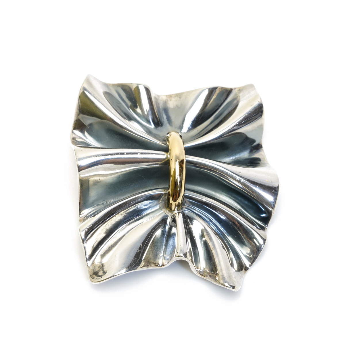 美品 ジョージジェンセン 399 コンビ ブローチ ギャザー GEORG JENSEN