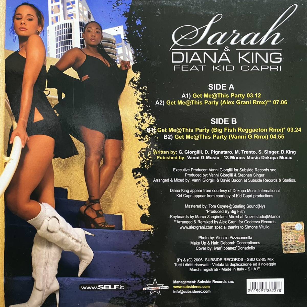 Sarah & Diana King ft. Kid Capri / Get Me@This Party Alex Grani Rmx Big Fish Reggaeton Vanni G Rihanna Pon De Replay 激似トラック_画像2