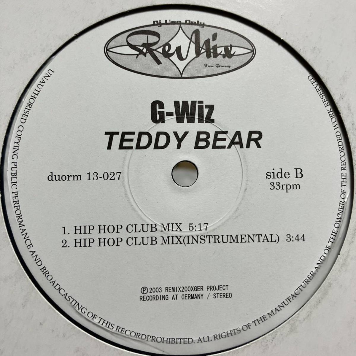 【この盤オンリーRemix】G-Wiz / Teddy Bear / DJ Use Only Mix New Jack Smooth Single Radio Hip Hop Club Mix_画像2