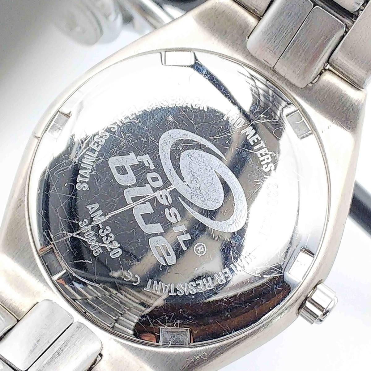 送料無料 【電池交換済】 フォッシル FOSSIL ブルー blue AM-3320