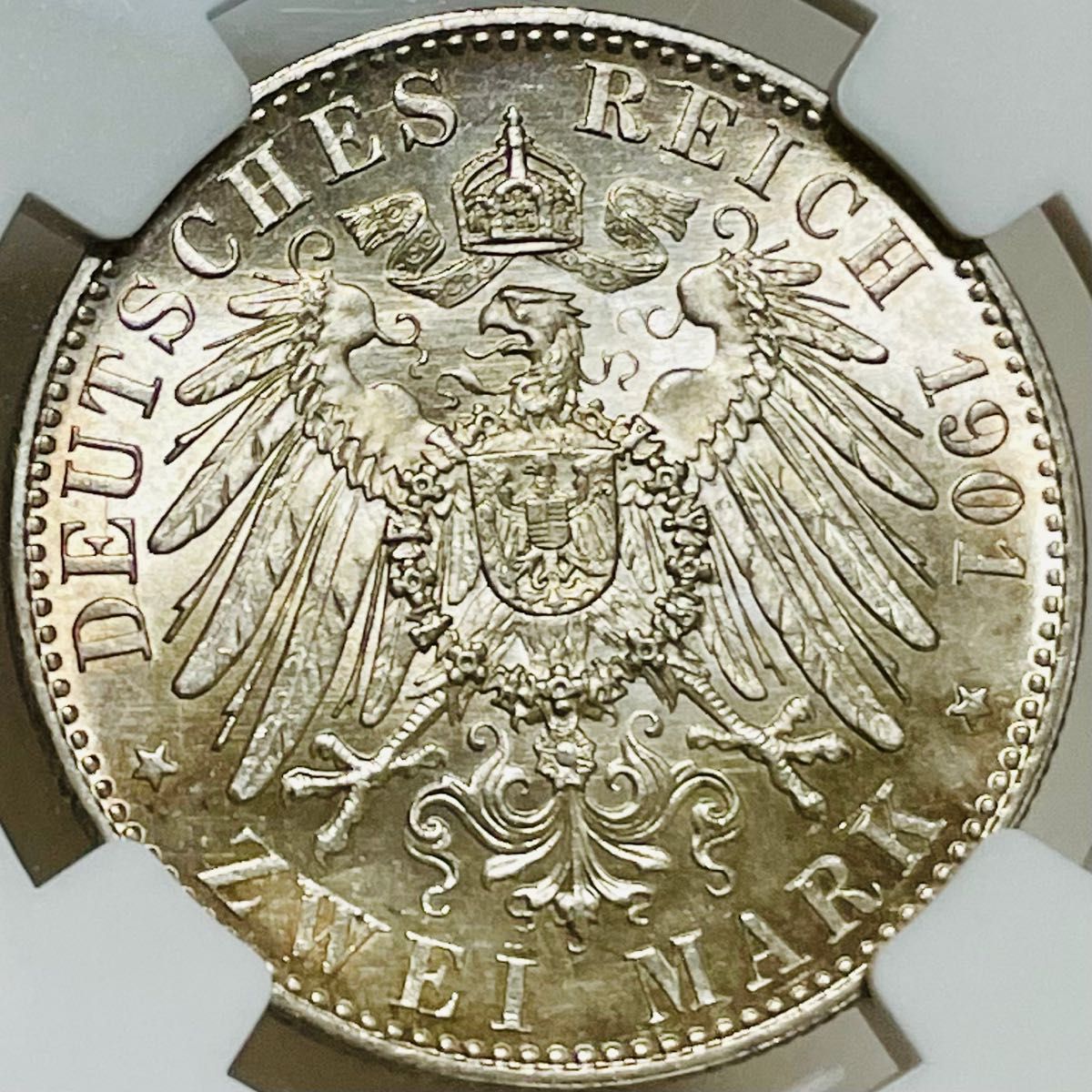 1901 ドイツ プロイセン王国 建国200周年記念 2マルク 銀貨 MS63