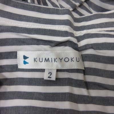 クミキョク 組曲 KUMIKYOKU シャツ ブラウス プルオーバー ストライプ 半袖 2 グレー /YI レディース_画像6