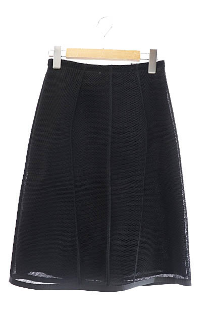 フェンディ FENDI Micromesh Flared Skirt マイクロ メッシュ フレア 膝丈 スカート FQ7114 A9EN 38 黒 ブラック ■● 230710/103 レディー_画像1