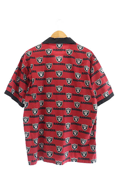 シュプリーム SUPREME 19SS ×NFL RAIDERS レイダース 47 S/S Shirt 総柄 オープンカラー 半袖 シャツ M 赤 レッド ☆AA★ 230721/103 メン_画像2