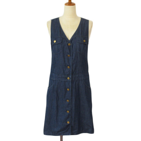  Agnes B agnes b. One-piece shirt dress no color no sleeve car n blur -36 navy blue navy lady's 