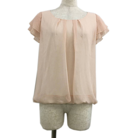  Proportion Body Dressing blouse cut and sewn pull over round neck chiffon pleat plain no sleeve 3 pink 