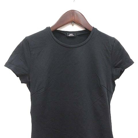  Ined INED футболка cut and sewn короткий рукав вырез лодочкой одноцветный 9 чёрный черный /CT женский 