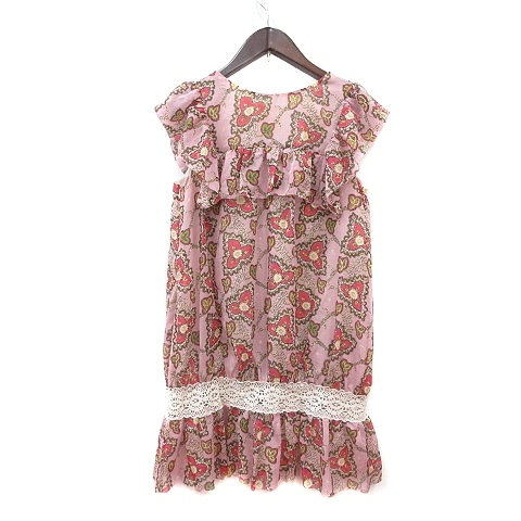  Rosebullet rosebullet One-piece Mini total pattern short sleeves 1 pink /MN #MO lady's 