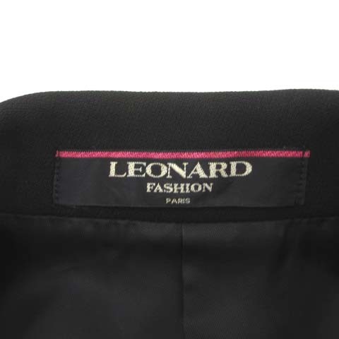 レオナール LEONARD FASHION ダブル テーラード ジャケット ブレザー シルク100% 金ボタン ブラック 黒 11 M位 ■YGT レディース_画像8