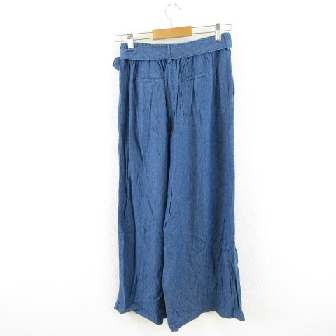  крыло INGNI широкий брюки Denim длинный синий M *A602 женский 