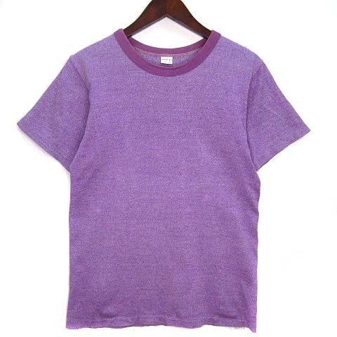 エントリー エスジー ENTRY SG. 霜降り リンガー Tシャツ カットソー 半袖 無地 パープル 紫 S 34-36 メンズ_画像1