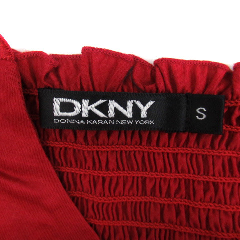 ダナキャランニューヨーク DKNY キャミソール ティアード ギャザー 無地 ラウンドネック S 赤 レッド /SY22 レディース_画像3