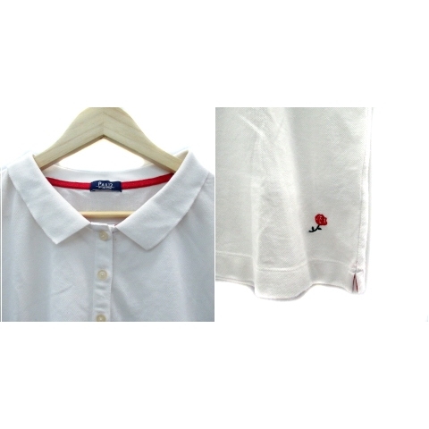  Junko Shimada part 2 JUNKO SHIMADA part2 polo-shirt short sleeves plain deer. . large size 3L white white /YS10 lady's 