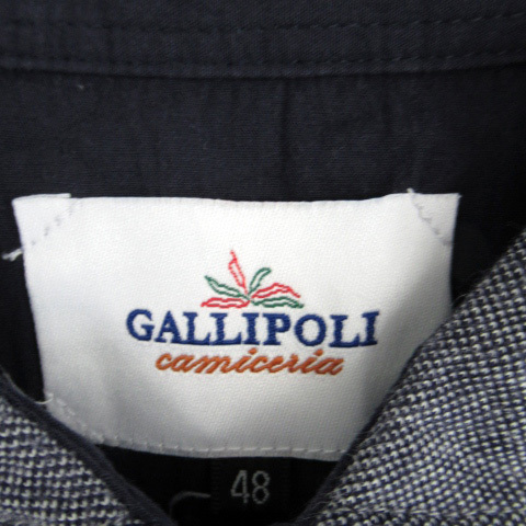 Gallipoli camiceria ガリポリ ポロシャツ 半袖 ポロカラー 48 紺 ネイビー /SM27 メンズ_画像4