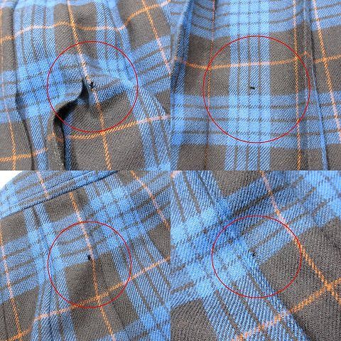  Yves Saint-Laurent YVES SAINT LAURENT tartan проверка юбка в складку длинный mi утечка длина шерсть M blue black /11^B6 женский 