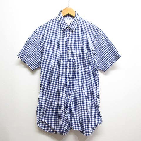  Comme des Garcons shirt COMME des GARCONS SHIRT beautiful goods silver chewing gum check pattern short sleeves shirt M blue CDGS7GG cotton France made men's 