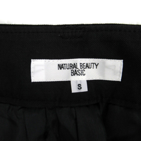 ナチュラルビューティーベーシック NATURAL BEAUTY BASIC スラックスパンツ ロング丈 ストライプ柄 ウール S 黒 ブラック /SM23 レディース_画像5