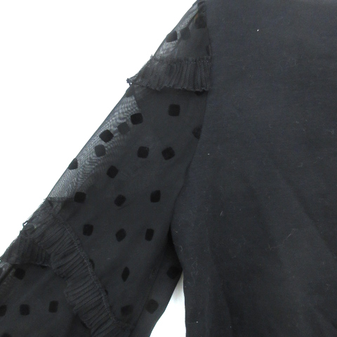  Jill Stuart JILL STUART cut and sewn длинный рукав раунд шея переключатель прозрачный оборка точка рисунок полька-дот рисунок FR чёрный черный /FF54 женский 