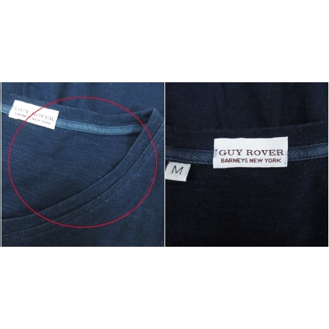 ギローバー GUY ROVER Tシャツ カットソー 半袖 Vネック 刺繍 リネン混 M 紺 ネイビー /FF27 メンズの画像6