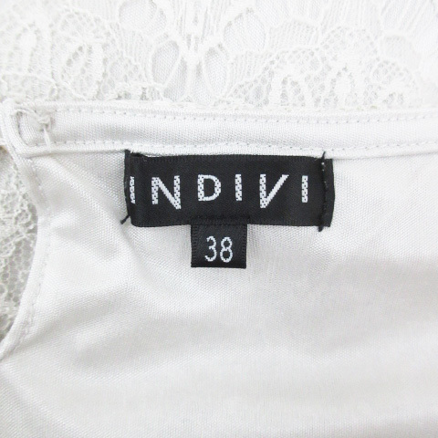  Indivi INDIVI blouse cut and sewn short sleeves round neck .. feeling total race 38 light gray /FF41 lady's 