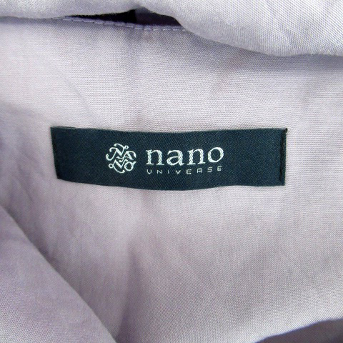 ナノユニバース nano universe シャツ ブラウス スリットネック 長袖 無地 オーバーサイズ F 紫 パープル /HO8 レディース_画像4