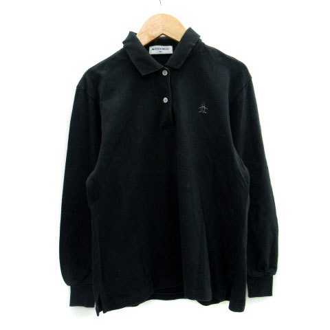  Munsingwear одежда MUNSINGWEAR рубашка-поло длинный рукав Polo цвет олень. . Logo вышивка M черный чёрный /MS30 женский 