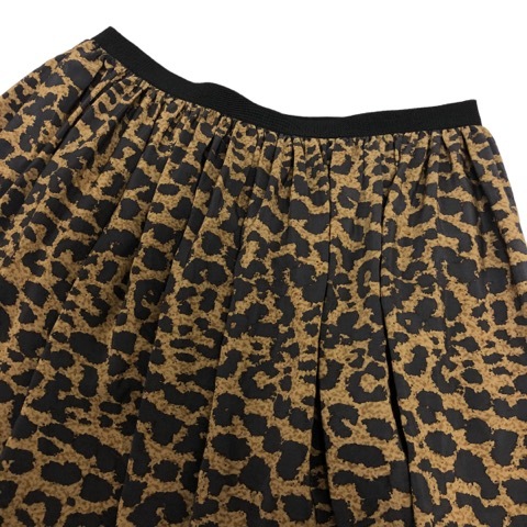 si- New York sea NEW YORK miniskirt flair skirt Leopard animal pattern waist rubber silk 4 tea Brown black black rete