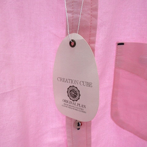 未使用品 クリエーションキューブ CREATION CUBE ステンカラーシャツ 長袖 L ピンク /AU メンズ_画像5