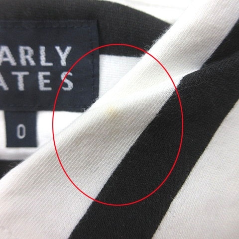 パーリーゲイツ PEARLY GATES ポロシャツ ストライプ ワッペン 半袖 0 白 ホワイト 黒 ブラック /MS レディース_画像7