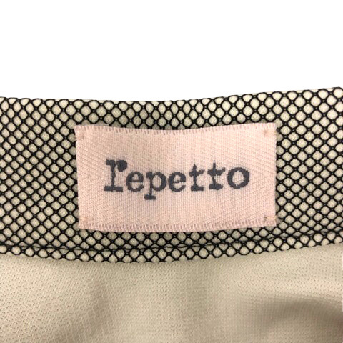 レペット Repetto スカート フレア Aライン メッシュデザイン ミニ丈 36 黒 ブラック 白 ホワイト レディース_画像3