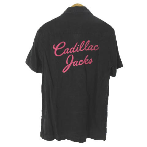 ヒステリックグラマー HYSTERIC GLAMOUR Cadillac Jacks ボーリングシャツ オープンカラーシャツ 半袖 エンブロイダリー 黒 ブラック S メの画像1