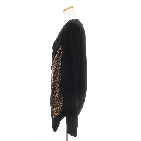  Burberry BURBERRY Layered вязаный свитер кардиган способ длинный рукав V шея шерсть шелк . шарф 8023834 чёрный черный S #SM1re