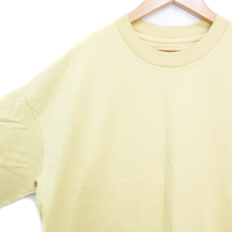 アダムエロペ Adam et Rope' Tシャツ カットソー 五分袖 クルーネック 無地 オーバーサイズ M 黄色 イエロー /FF29 メンズ_画像3