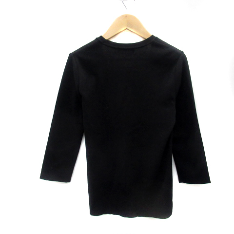  Untitled UNTITLED knitted cardigan 7 minute sleeve V neck plain 2 black black /YS24 lady's 