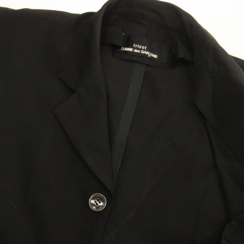 トリココムデギャルソン tricot COMME des GARCONS ヴィンテージ シアー シャツ ジャケット 半袖 サイドスリット AD1996 ブラック レディー_画像5