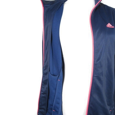  Adidas CLIMALITE sport wear jacket jersey long sleeve Zip up thin one Point M navy blue Pink Lady -s