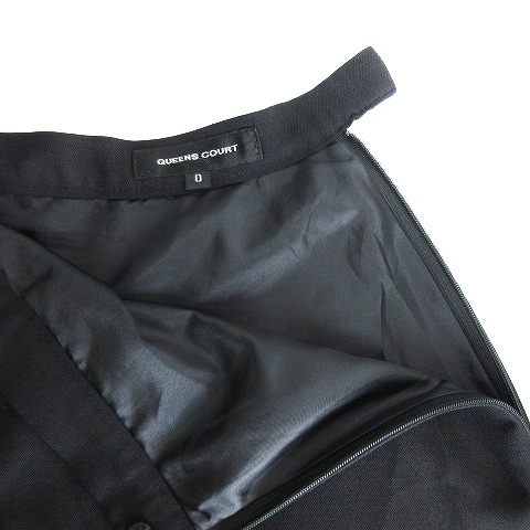  Queens Court QUEENS COURT skirt flair knee height side fastener thin plain 0 black black bottoms /BT lady's 