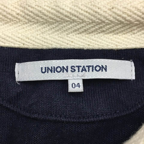 ユニオンステーション UNION STATION ポロシャツ プルオーバー ポロカラー ライン ボーダー ワッペン 長袖 04 紺 赤 ネイビー レッド_画像5